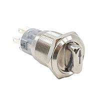 E-Switch PVK4S22C0SS-A34 Keylock Switches Anti-vandal, DPDT, On-On-On, Panel Mount, Front, Silver, LED, Green, IP65