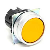 Omron Automation and Safety A22NZ-MNA-NYA Pushbutton Switches Yellow Brshd Metl Bezel, Flat