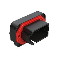 Amphenol SINE Systems AT15-18PE-BM04BK Connectors 18 Position, Straight Flange Mount PCB Receptacle, Tin Plated Contacts Included, Potted, Keyed E, Black