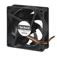 Sanyo Denki 9HV0912P4H0011 Axial Fan, 92x92x25mm, 12VDC, 97.1CFM, High Static Pressure/Airflow, Ribless, Tach/PWM