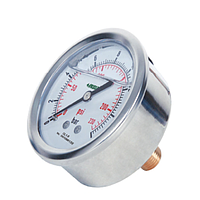 INSIZE 5207-C2D3L1W2R2 Bourdon Tube Pressure Gauges (Liquid Filled) (-1~2bar/-30~0inHg~30psi; 1/8ZG; Ø63mm)