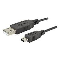 Same Sky (formerly CUI Devices) CBLT-UA-MB-1 USB 2.0 USB Cable, Type A Plug to Mini B Plug, USB 2.0, 28 AWG, 1 m, Black, TPE