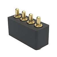 Mill-Max 854-22-004-30-004101 Spring-Loaded Low-Profile 4 Pos. .050" Pitch SMT Spring-Loaded Connector, Single Row