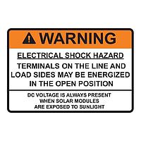 HellermannTyton 596-00879 Solar Label Solar Label, WARNING ELECTRICAL SHOCKDC VOLTAGE, 3.75" x 2.5", VL, Orange, 50/roll