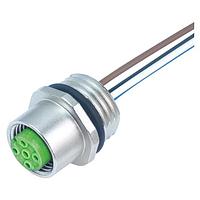 Murrelektronik 7000-13542-9710050 Connectors M12 female receptacle A-cod. front mount incl. nut, wires PP 4x0,34 0,5m