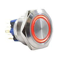 E-Switch PV9F2V0SS-3G1 Anti-Vandal Anti-vandal, 4PST-2NO/2NC, Off-(On), On-(Off), Panel Mount, Front, Silver, LED, Red/Green, IP66