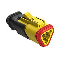 Amphenol SINE Systems AT06-3S-SR02YEL Plug 3 Position, Plug, Socket, SR02 Strain Relief (Reduced Diameter Seal), Yellow Body