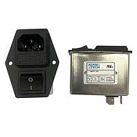 Adam Tech PLF-11C2-10A-Q-R5 Filtered Power Entry Modules Filtered Power Entry Module, Medical Grade, 115/250VAC 10A, dual fuse and switch, vertical flange mount