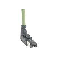 HARTING 09470400004 Cat 5 RJ Industrial RJ45 Cat5 Overmolded Patch Cable, angled bottom to open ended, cable type A 2x2xAWG22/1, PVC green, 2.0m