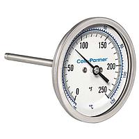 Cole parmer EW-90590-15 Industrial Silicone-Filled Bimetal Thermometer (-20~120°C; 2½”Stem; 3"Dial)