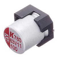 KEMET A780MS107M1JLAV030 Aluminum Hybrid Polymer Capacitors 63Vol 100uF SMD 3KHr ESR=30 mOhms AECQ200