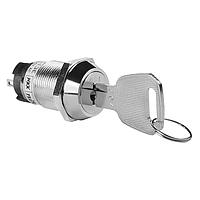 NKK Switches CKL13EFW01-004 Keylock Switches ON-OFF-ON 3A LUG FLT KY#04 RMVE 1POS 19MM