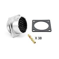 Amphenol SINE Systems RT002238SNH-K Connector Kits Receptacle Kit, Square Flange, 38 Position, Female, Shell Size 22, with Machined Gold Contacts, Size 16 (18-16AWG), Gasket