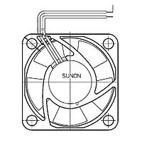 Sunon PMD4806PTV2-A.U.GN Axial Axial Fan, 60x60x25mm, 48VDC, 31.5CFM, 0.42"H2O, Vapo, Wire, Auto Restart