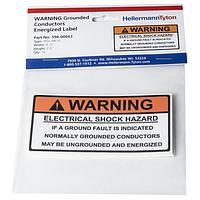 HellermannTyton 596-00663 Solar Label WARNING GND COND ENG 10/PK