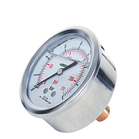 INSIZE 5207-C2D3L1W1R5 Bourdon Tube Pressure Gauges (Liquid Filled) (0~1bar/0~15psi; 1/8ZG; Ø63mm)