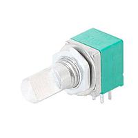 Same Sky (formerly CUI Devices) PTN092-H20125DB Potentiometers 9.5mm, horizontal, 2 gang, 20K ohm, 25mm D-cut shaft, linear