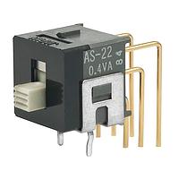 NKK Switches AS22AV Subminiature Slides DPDT ON-ON .098" VERT. W/BRACKET