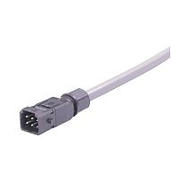 HARTING 33501200203020 Harting Han 1A 5+PE IP65 single ended Cable Assembly, unshielded, male, snap-in version, 6x16AWG, PVC gray, 2.0m