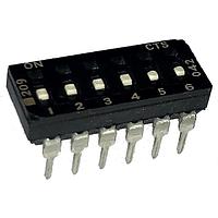 CTS Electronic Components 209-6LPSFD DIP Switches THROUGH HOLE, GOLD DIP SWITCH, 6-POLE, LOW PROFILE ACTUATOR, BOTTOM SEAL, OFF, STRAIGHT TERMINAL FORM, TUBE PACK