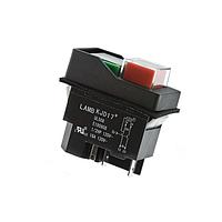 E-Switch KJD17-21513-112 Double Button Pushbutton, DPST , Off-On, Panel Mount, Snap-In, Red/Green, I/O Vertical, IP54