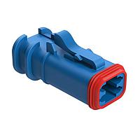 Amphenol SINE Systems AT06-4S-OMRDBLU Automotive Connectors 4 Position Overmolded Plug, Socket, Reduced Seal, Blue