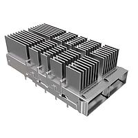 Amphenol Commercial Products UE36C2620005A4A I/O Connectors QSFP DD SUS CAGE 1X2 w/ HS fin pin h=13.5mm, front to back air flow