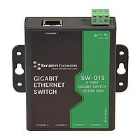 Brainboxes SW-015 Unmanaged Ethernet Switches Light Industrial 5 Port Gigabit Ethernet Switch