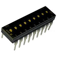 CTS Electronic Components 209-9LPSTD DIP Switches THROUGH HOLE, GOLD DIP SWITCH, 9-POLE, LOW PROFILE ACTUATOR, BOTTOM SEAL, TAPE SEAL, STRAIGHT TERMINAL FORM, TUBE PACK