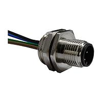 Stewart Connector SS-12000-009 Connectors M12 A-Code Connector  Male Front Panel Mount Receptacle with 0.5M Leads  4 Contact