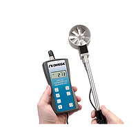 OMEGA HHF143A-V Precision Handheld Rotating Metal Vane Thermo-Anemometer Kit (1.5~35.00 MPS, 1" Probe, 0 to 5 Vdc Output, -20 ~ 100°C)