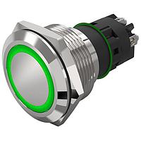 EAO 82-6252.1133 Anti-Vandal 82-6252.1133.Illuminated pushbutton.momentary.22 mm.chrome colour.flush/flat.ring.green.12 V.screw terminal