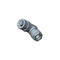 Amphenol LTW MSDS-04BFFC-SR7001 Sensor Cables / Actuator Cables M12 Circular Metric Connector, D Code, Metal, 4A, 04 pins, Female Connector, Female Contact, Right Angle, Screw Thread, Crimp, Field Installable, F4.0 - F8.0mm, IP67 Mated