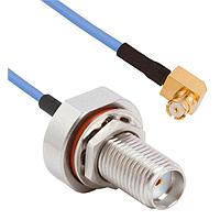 Amphenol SV Microwave FRSMP-047-FBSMA-120 RF Cable Assemblies SMP R/A F SMA BKHD F 12"Cable