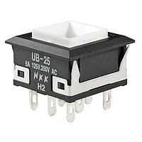 NKK Switches UB25KKW016B Pushbutton Switches SQ ON(ON) WHITE LED SOLDER LUG BODY ONLY