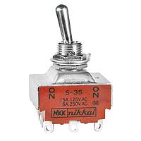 NKK Switches S35 Medium capacity standard size toggles 3PDT ON-MOM 15A SOLDER LUG
