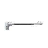 Amphenol LTW MSAS08FR-SPBML-SE004 Sensor Cables / Actuator Cables M12 Circular Metric Connector, A Code, Metal, 2A, 08 pins, Female Connector, Female Contact, M12 Right Angle-to-RJ Straight, Screw Thread, Overmolded Double Ended, Length 4000mm, IP68 / IP69K