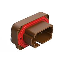 Amphenol SINE Systems AT13-18PD-BM02BN Connectors 18 Position, Right Angle Flange Mount PCB Receptacle, Gold Plated Contacts Included, Potted, Keyed D, Brown