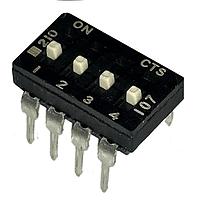 CTS Electronic Components 210-4ESF DIP Switches THROUGH HOLE, GOLD FLASH DIP SWITCH, 4-POLE, EXTENDED ACTUATOR, BOTTOM SEAL, OFF, TUBE PACK