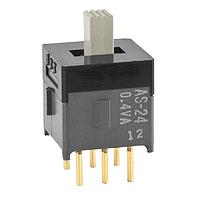 NKK Switches AS24CP Subminiature Slides SP3T ON-ON-ON .150" STRAIGHT