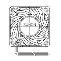 Sunon VF60381BX-000U-A9H Axial Axial Fan, 60x60x38mm, 12VDC, 67.8CFM, 4.84"H2O, Auto Restart, Low Vibration