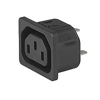 Schurter 3-144-643 Inlets Appliance Outlet,UL 15A/250VAC, Snap-in Mounting, Quick Connect Terminals 6.3 x 0.8 mm, IP30, 1.5 mm Panel Thickness