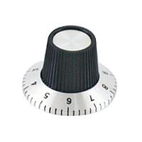 Shin Chin RN-113A/6.4 Cylindrical Knob with Skirt Black Knob 1.16D X .71H