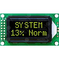 Matrix Orbital LCD0821-IY-V-E LCD Character Displays 8x2 Yel Txt, Blk BG Wide Volt, Ext Temp