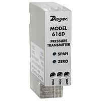 Dwyer 616D-8 Differential Pressure Transmitter, 4-20 mA/0-10 Vdc, DIN Rail, Air/Gas (Differential, 10 psi, NPT Female, 1/8 in)