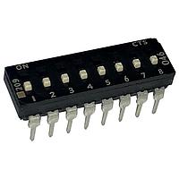 CTS Electronic Components 209-8MSFD DIP Switches THROUGH HOLE, GOLD DIP SWITCH, 8-POLE, MEDIUM ACTUATOR, BOTTOM SEAL, OFF, STRAIGHT TERMINAL FORM, TUBE PACK