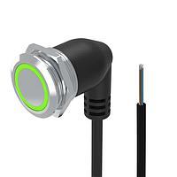 EAO 82-665C.2134 Anti-Vandal Illuminated pushbutton.maintained.22mm.stainless steel SUS 316L.flush/flat.ring illumination Tritan.green 24VDC.Ag.Cable 200mm without Connector.Cable outlet 90