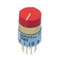 Grayhill 75CP36-01-1-05N Rotary Switches Rotary Switch, Integral knob (.187" circle of terminal centers), 36&deg;, 1 deck, 1 pole/deck, 5 position/pole, non-shorting