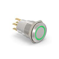 Alcoswitch - TE Connectivity 5-2213764-6 Pushbutton Switches AV19 DPM 0.4VA FIX RING LED GREEN 24V