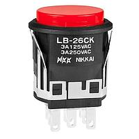 NKK Switches LB26CKW01-1C-C Pushbutton Switches DPDT ON-ON RED W/CAP